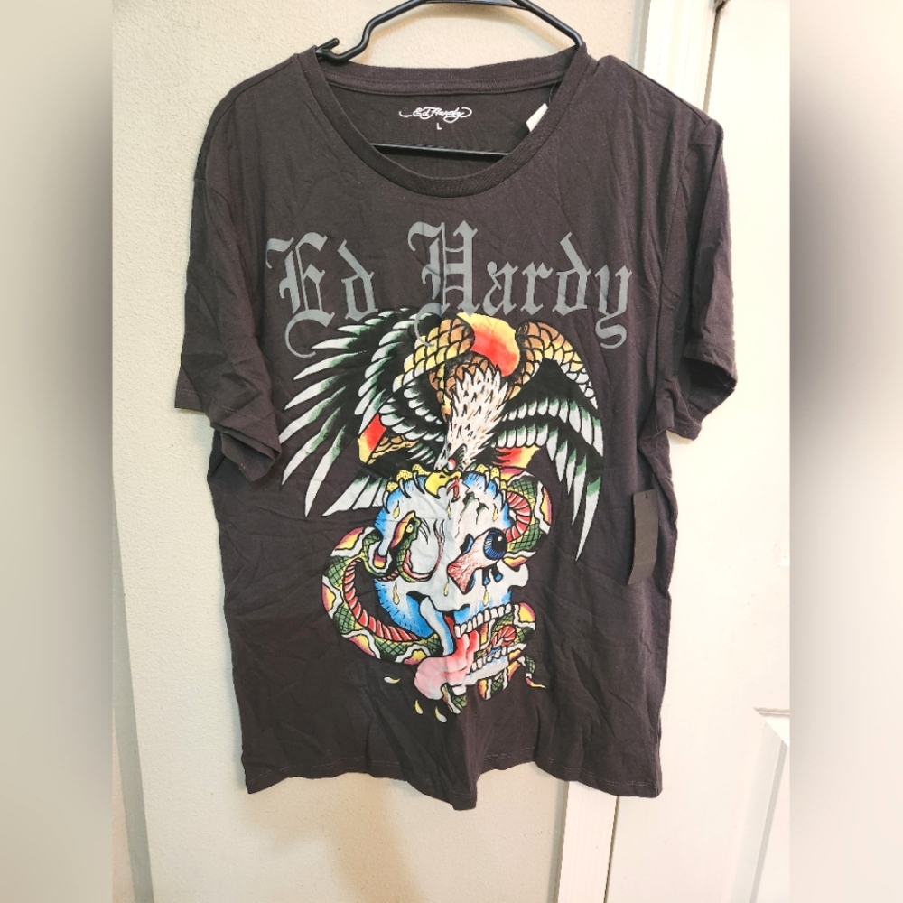 ED HARDY SKULL T SHIRT NEW SIZE LARGE vintage tattoo flash